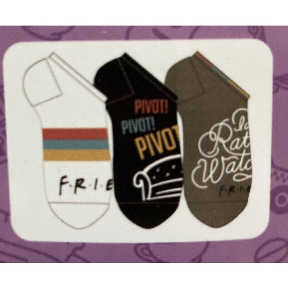 Friends TV Show 3 Pair Socks Womens Low Cut Shoe Size 4-10 Multicolor Novelty